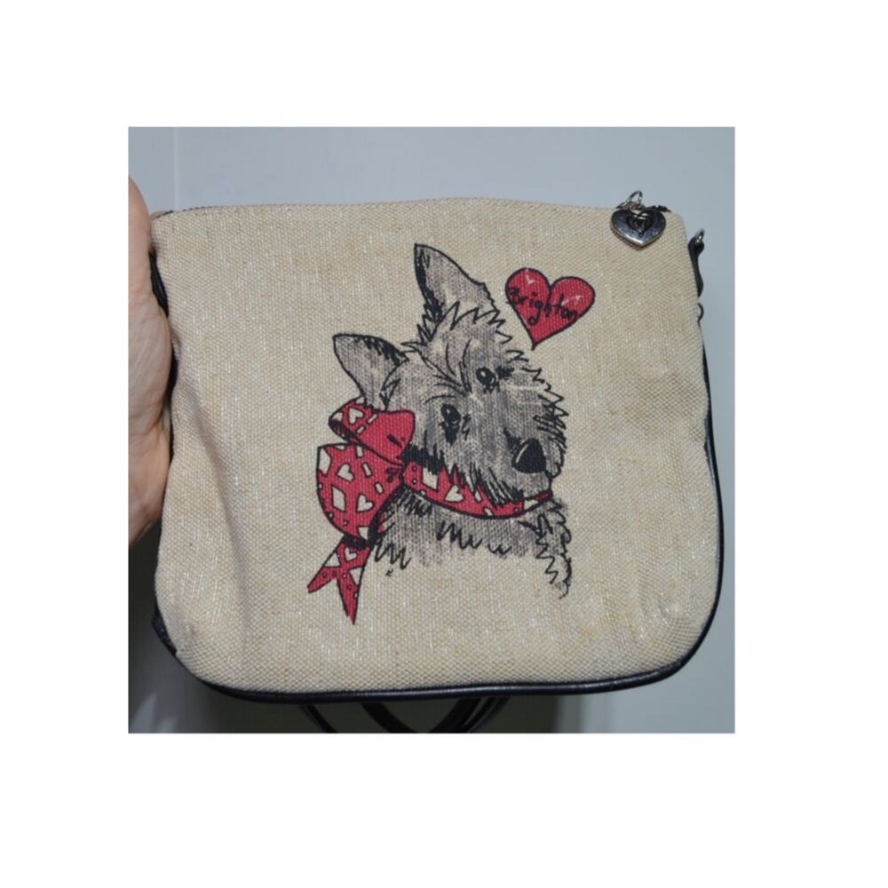 Brighton Scottie Linen Cream & Black Artsy Crossbody Purse